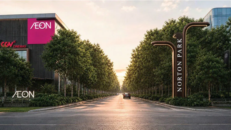 Tuyến đường nội khu dẫn vào Norton Park, kết nối AEON Mall Thuận Giao