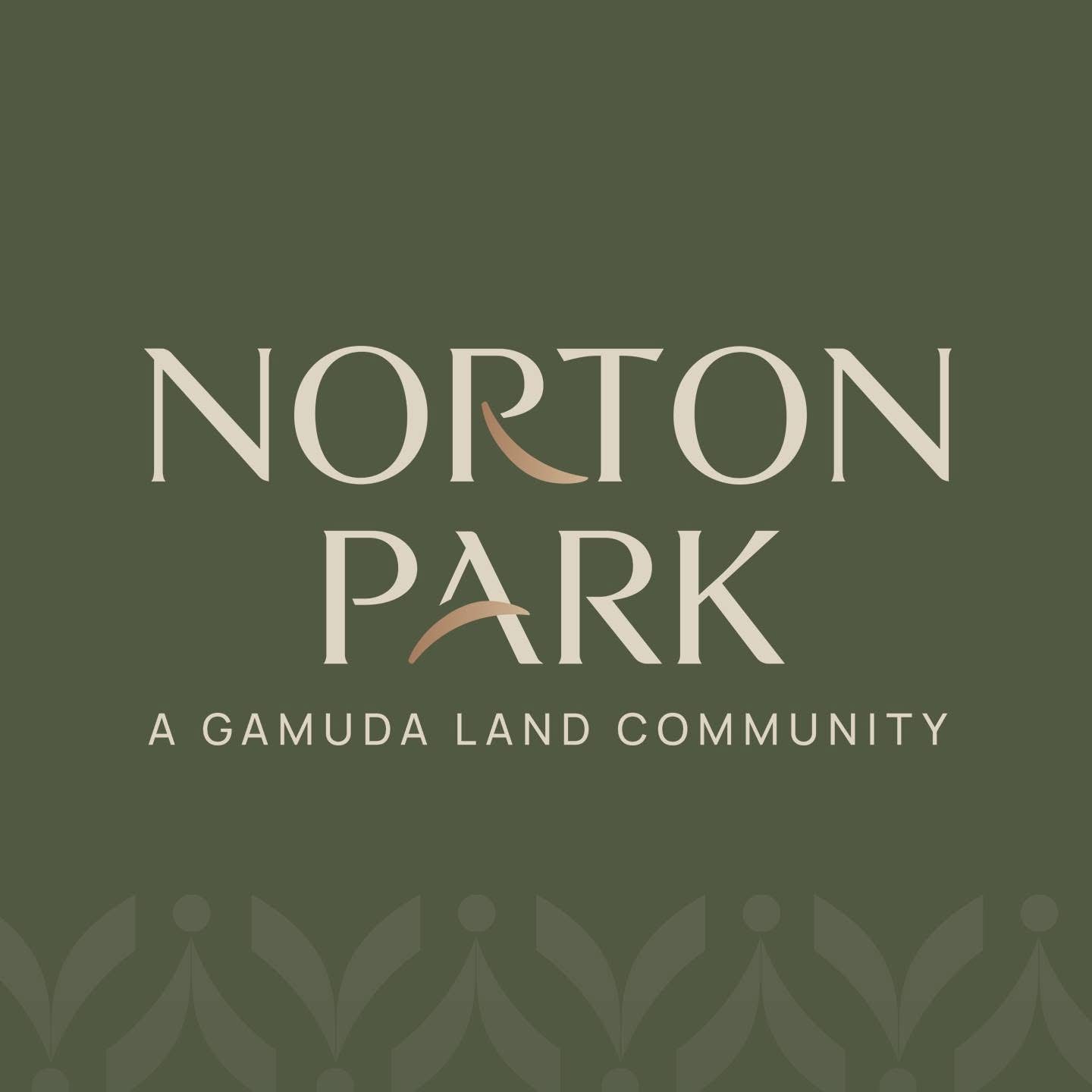 Logo dự án Norton Park với dòng chữ A Gamuda Land Community trên nền xanh rêu