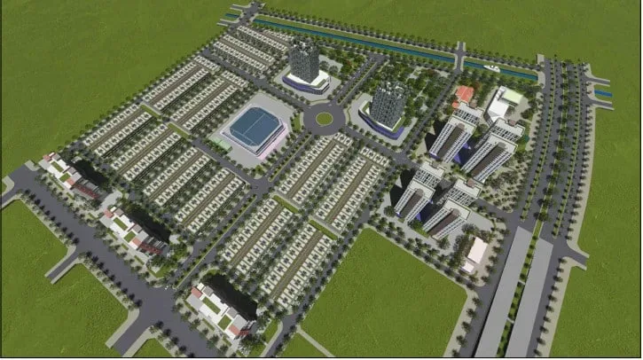 Phối cảnh tổng thể khu nhà phố liền kề và các block căn hộ tại khu đô thị Spring Ville Nhơn Trạch