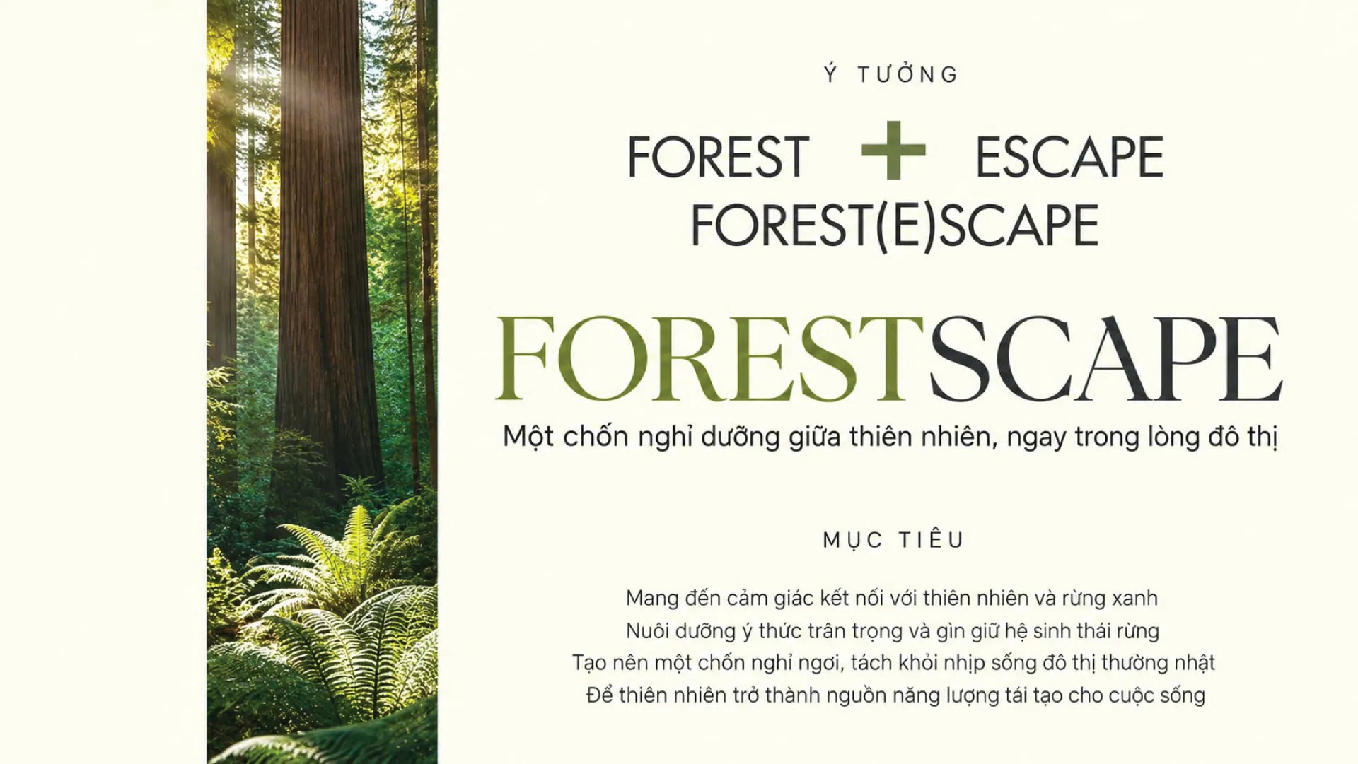 Sơ đồ triết lý Forestscape kết hợp Forest và Escape tại dự án Norton Park
